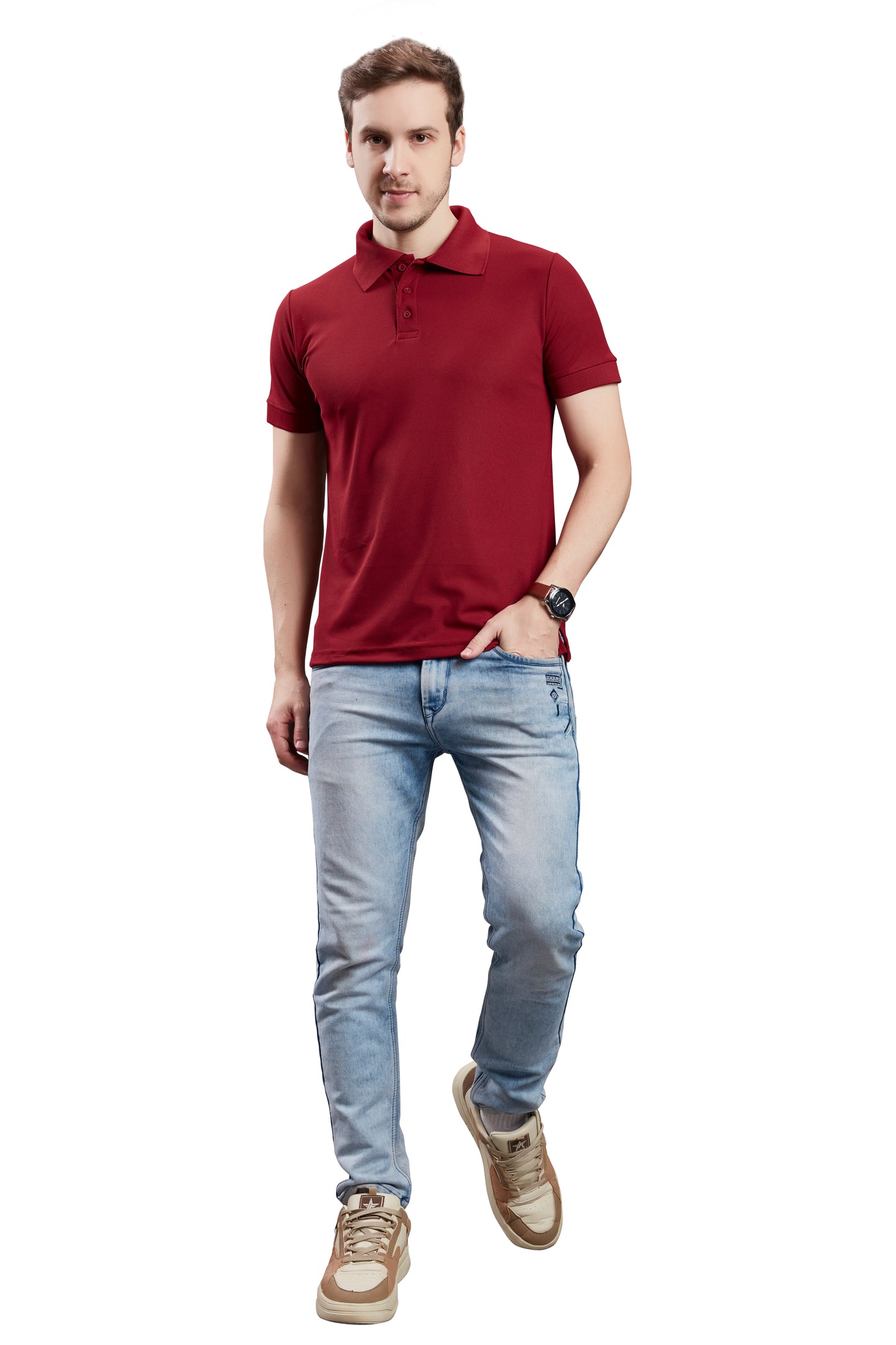 Wild Camo Men's Maroon Smart Polo T-shirt
