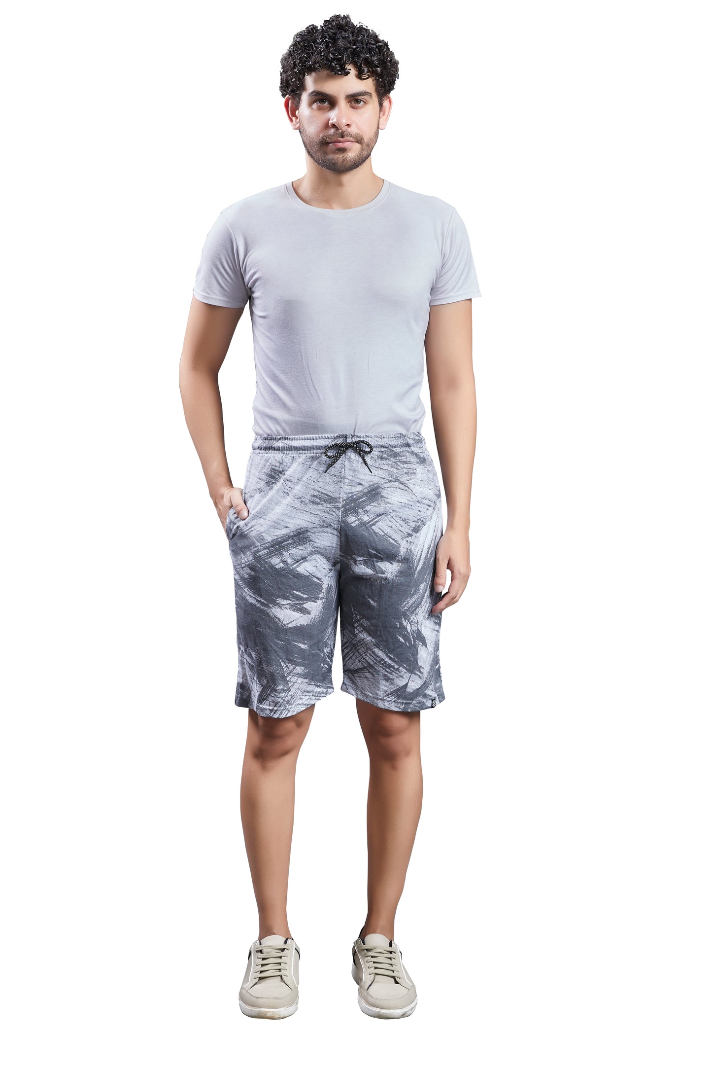 Mens casual Grey printed shorts