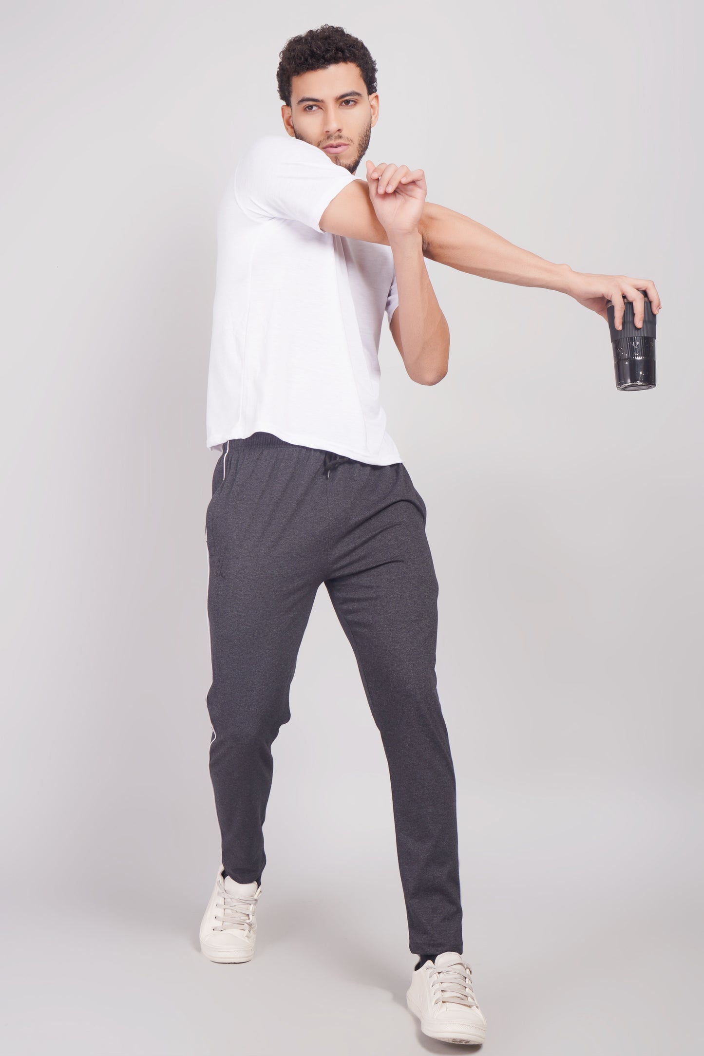 Mens Cotton Dark Grey Track Pant