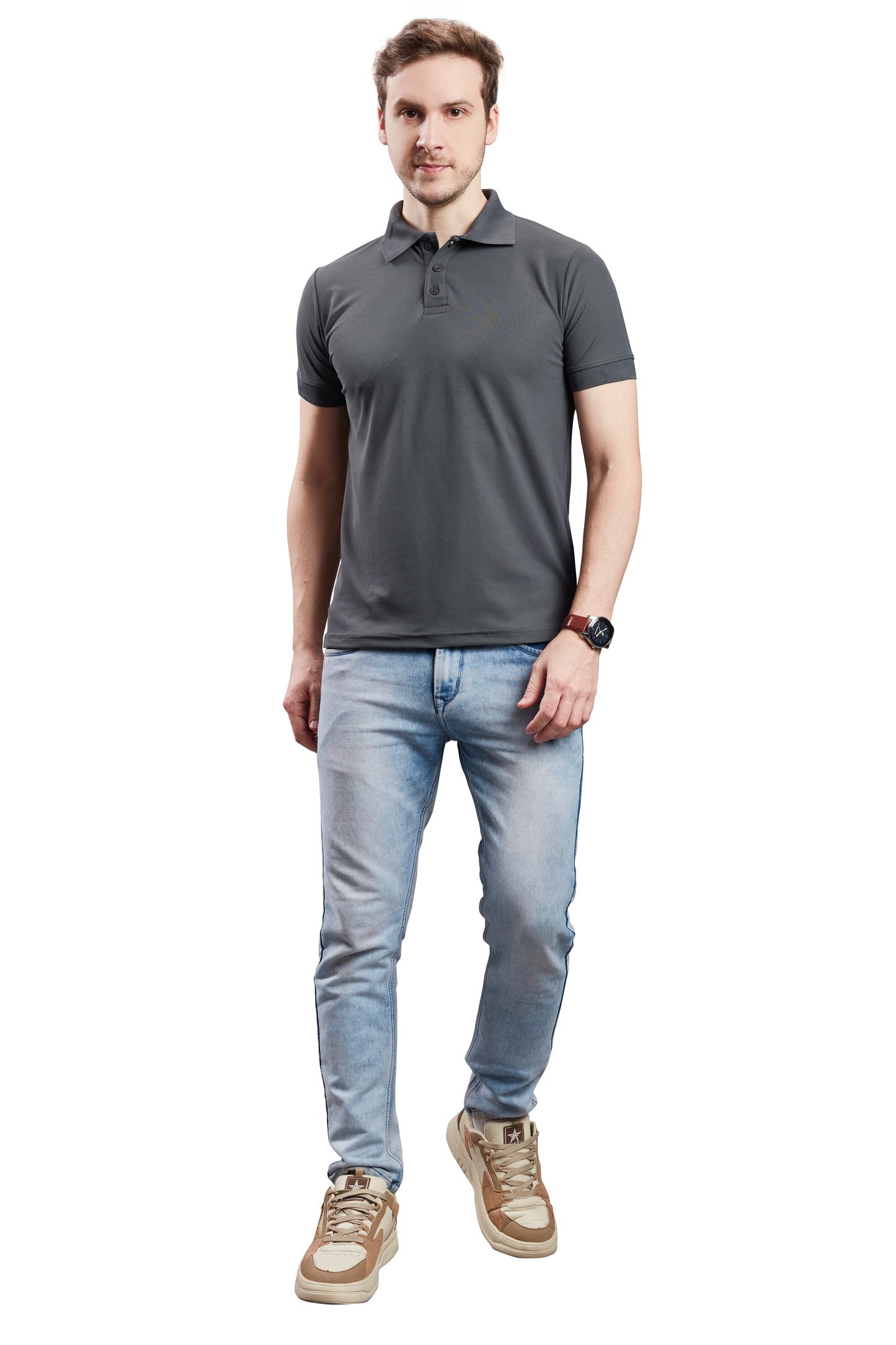 Wild Camo Men's Grey Smart Polo T-shirt