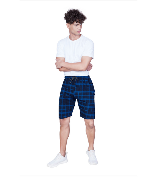 Wild Camo Blue Checkered Casual Short