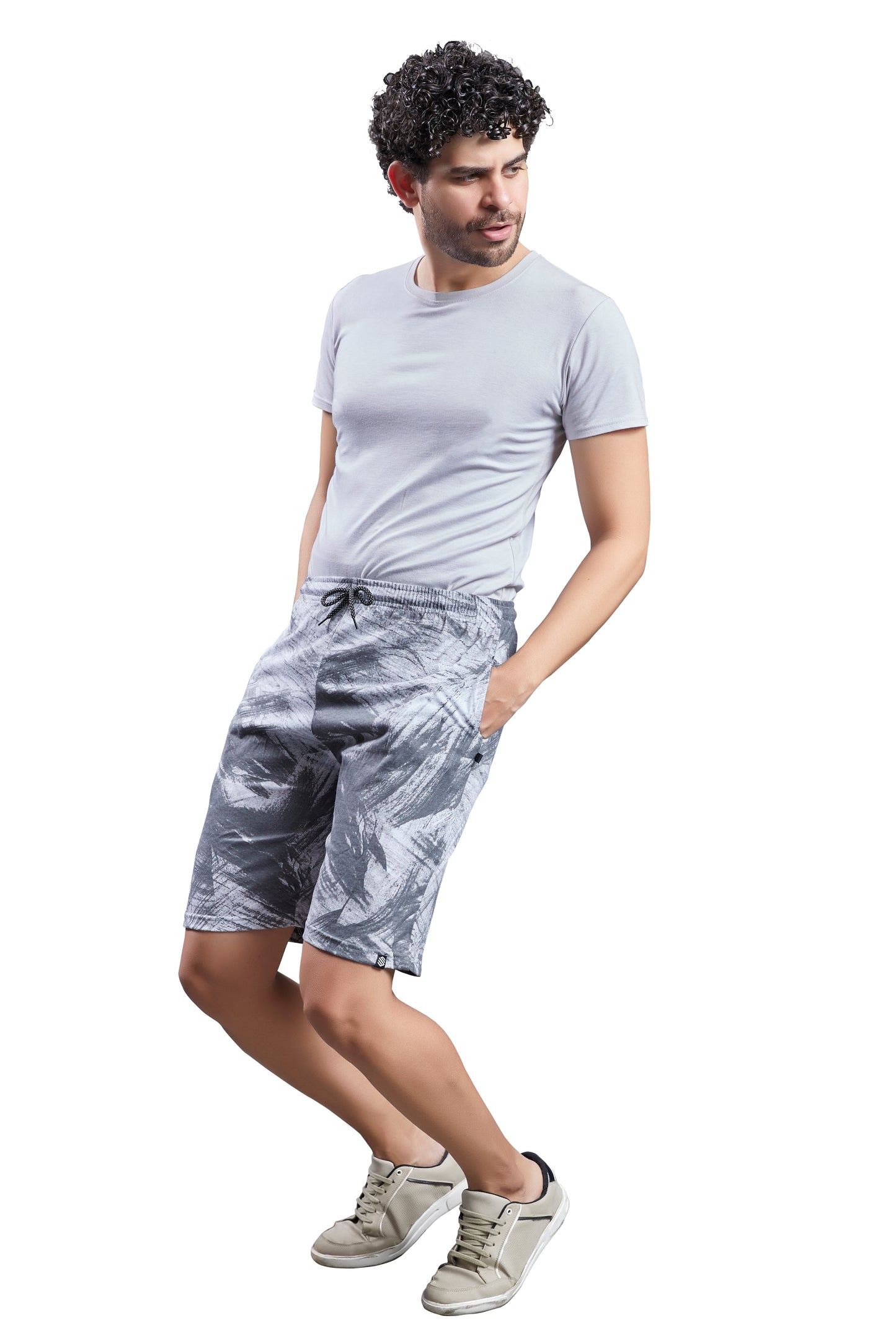 Mens casual Grey printed shorts