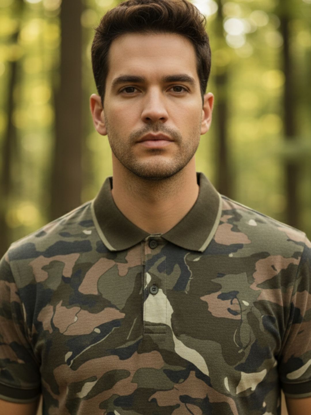 WILD CAMO Mens Camouflage Polo T-Shirt