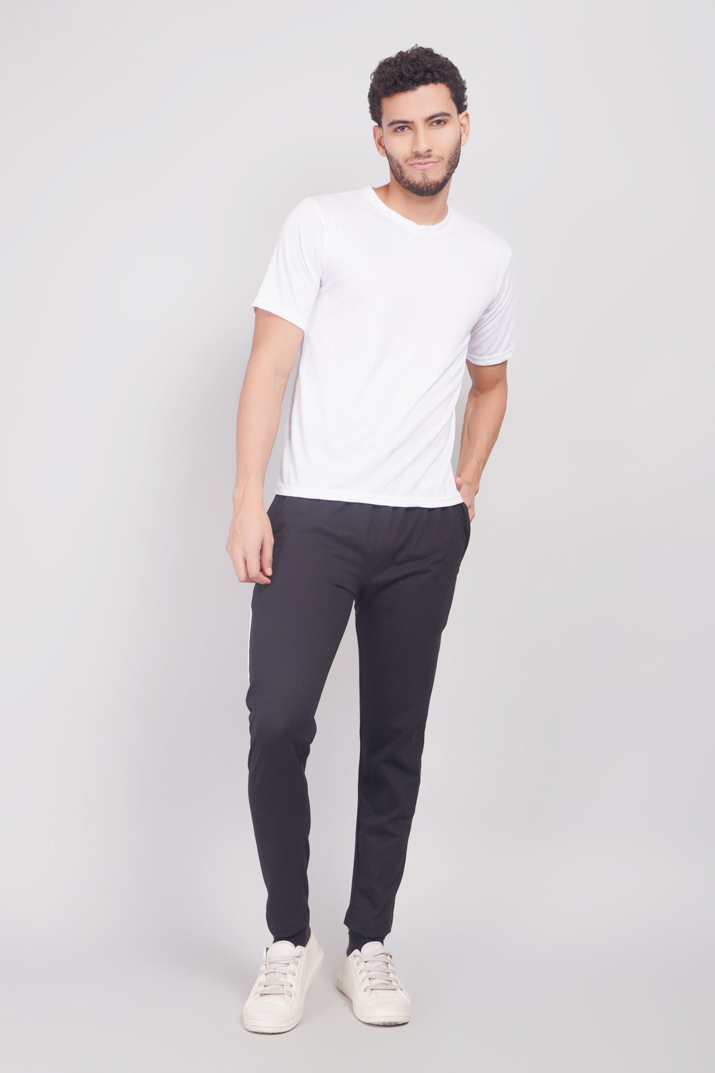 Mens Cotton Black Track Pant