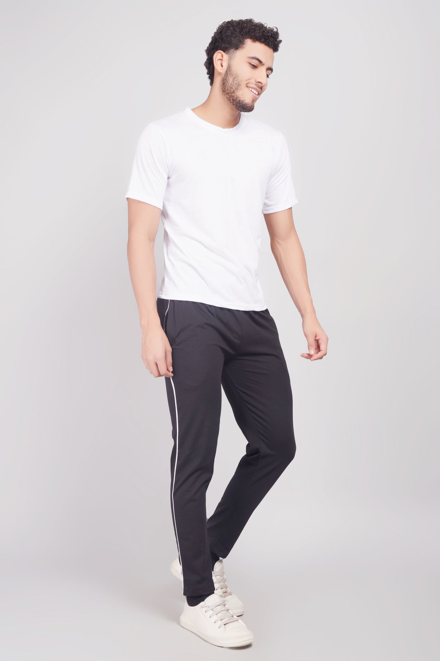 Mens Cotton Black Track Pant