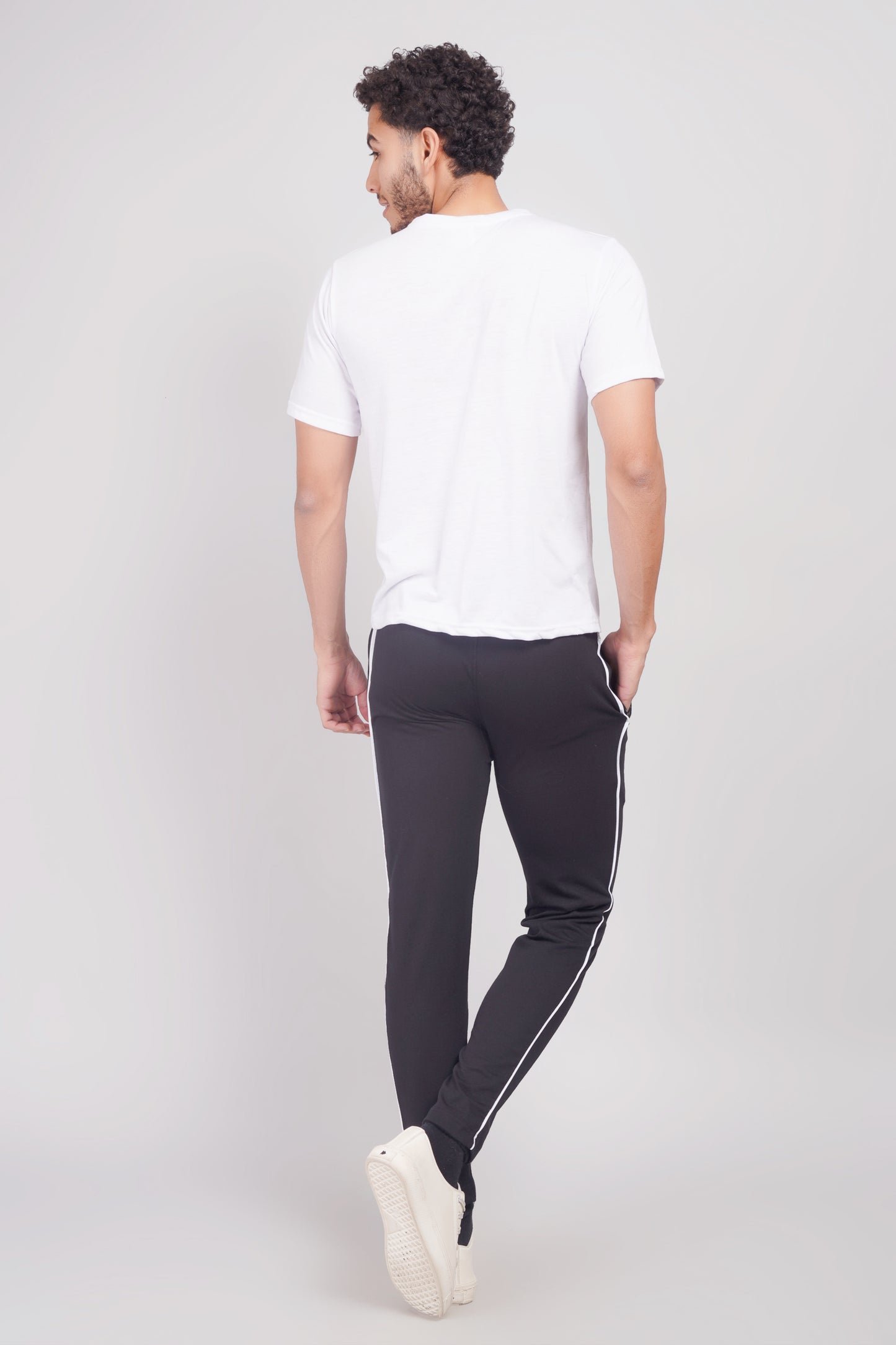 Mens Cotton Black Track Pant