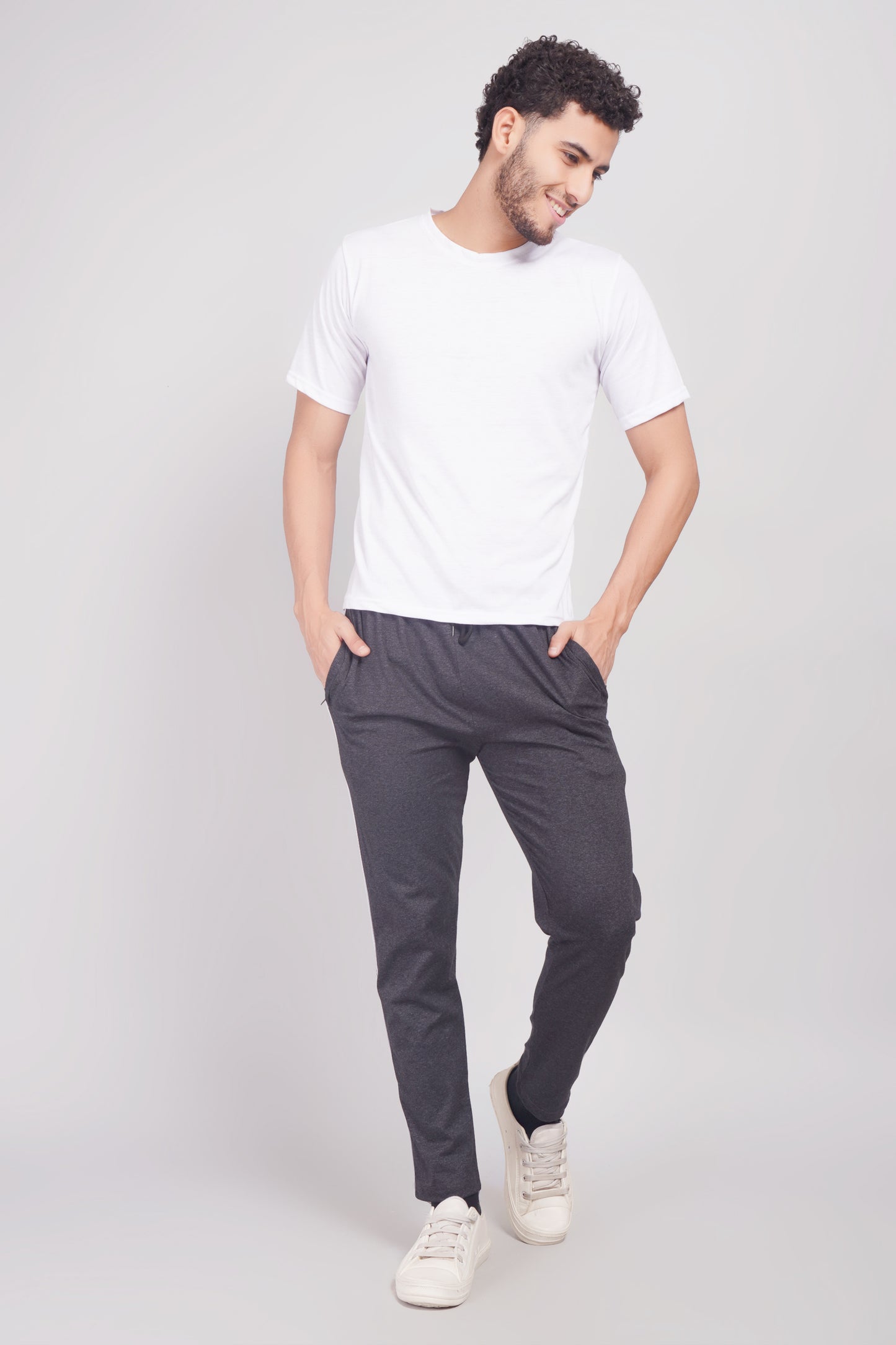 Mens Cotton Dark Grey Track Pant