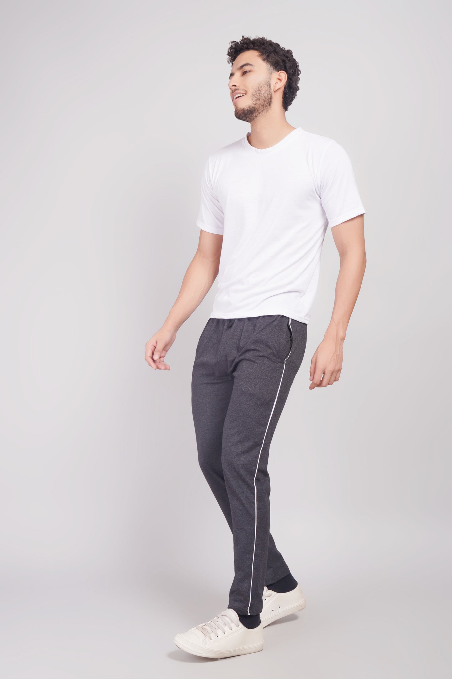 Mens Cotton Dark Grey Track Pant