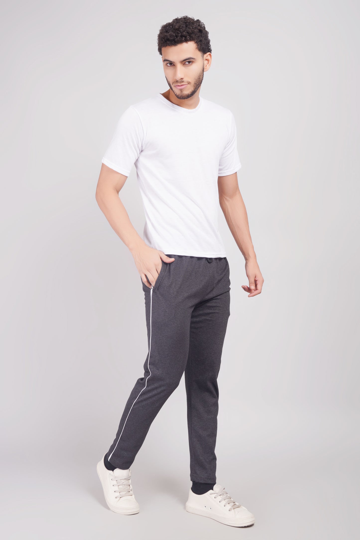 Mens Cotton Dark Grey Track Pant