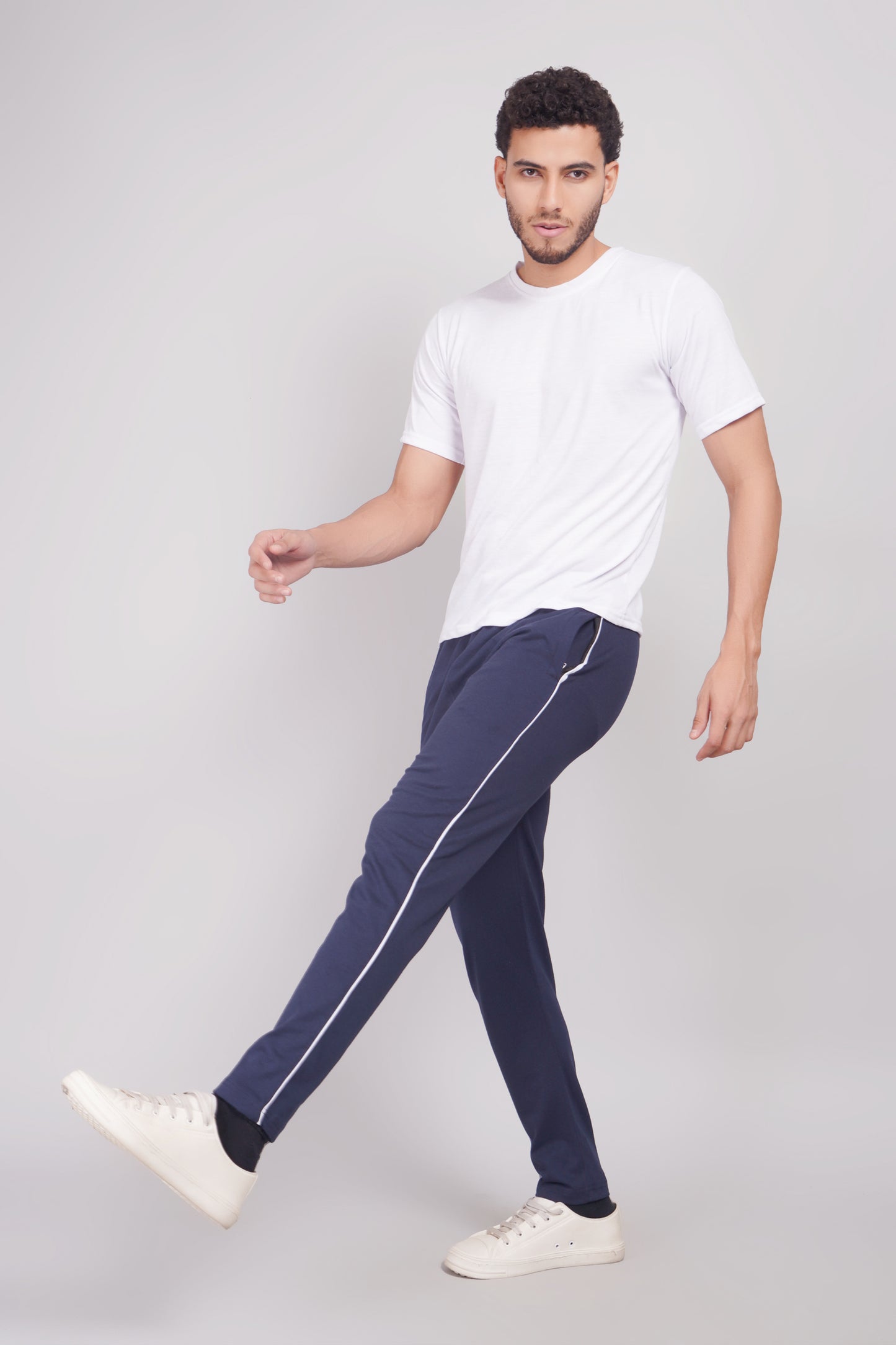 Mens Cotton Navy Track Pant