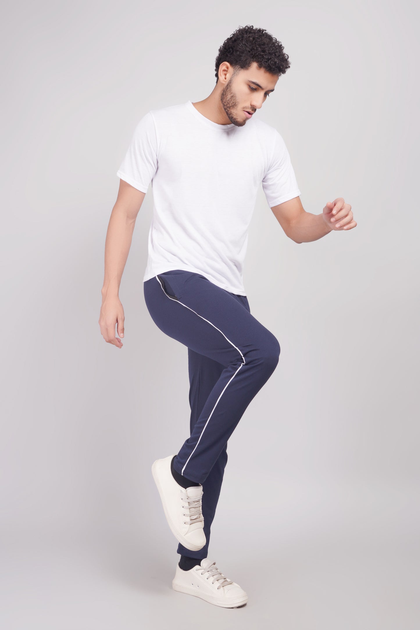 Mens Cotton Navy Track Pant