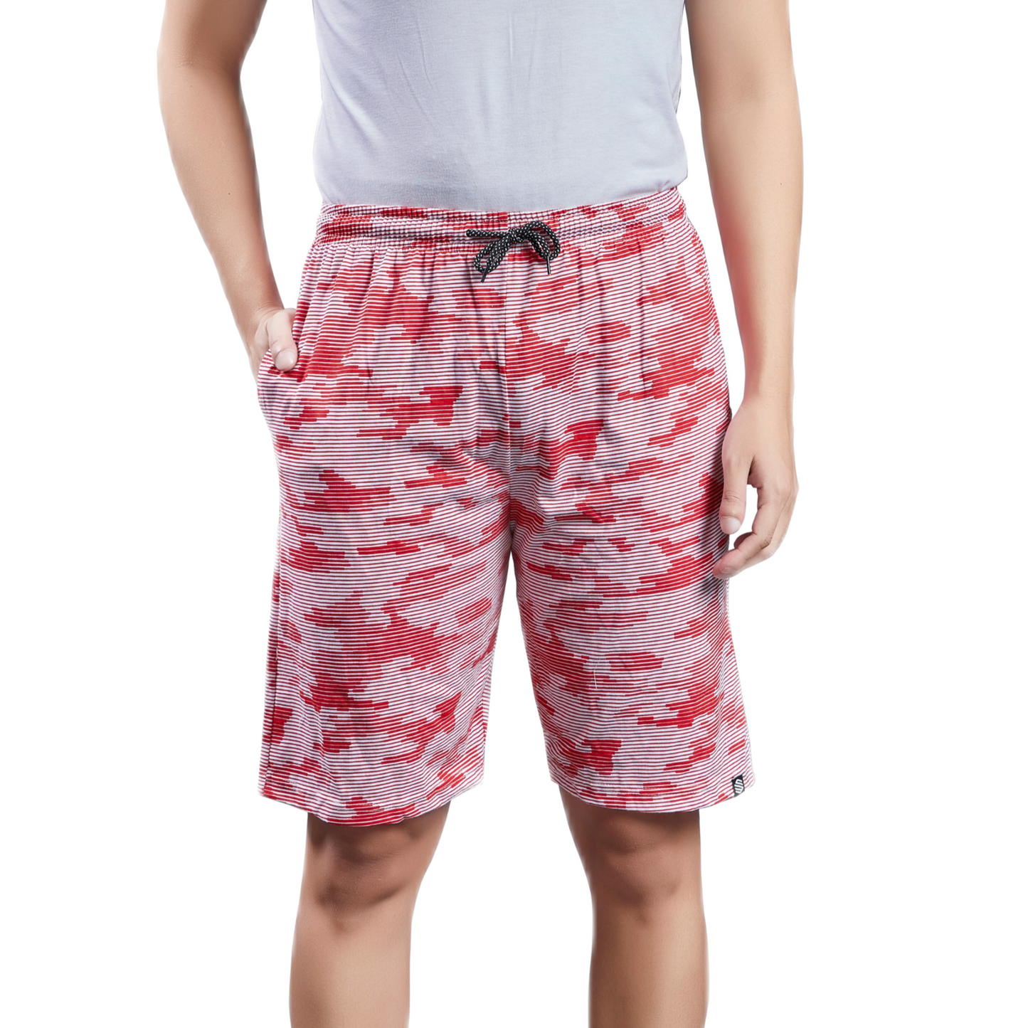 Mens casual Red Stripes printed shorts