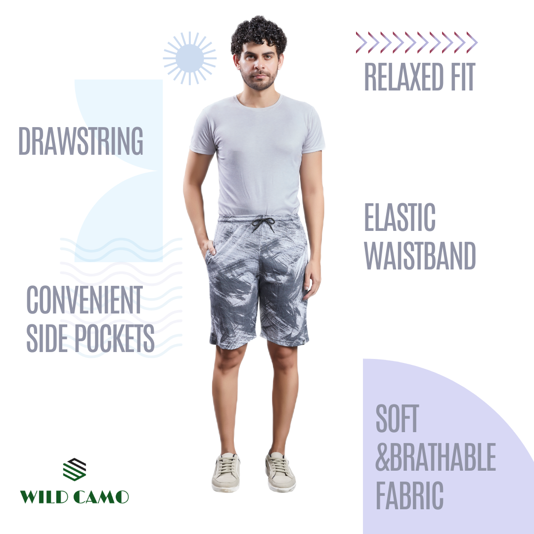 Mens casual Grey printed shorts