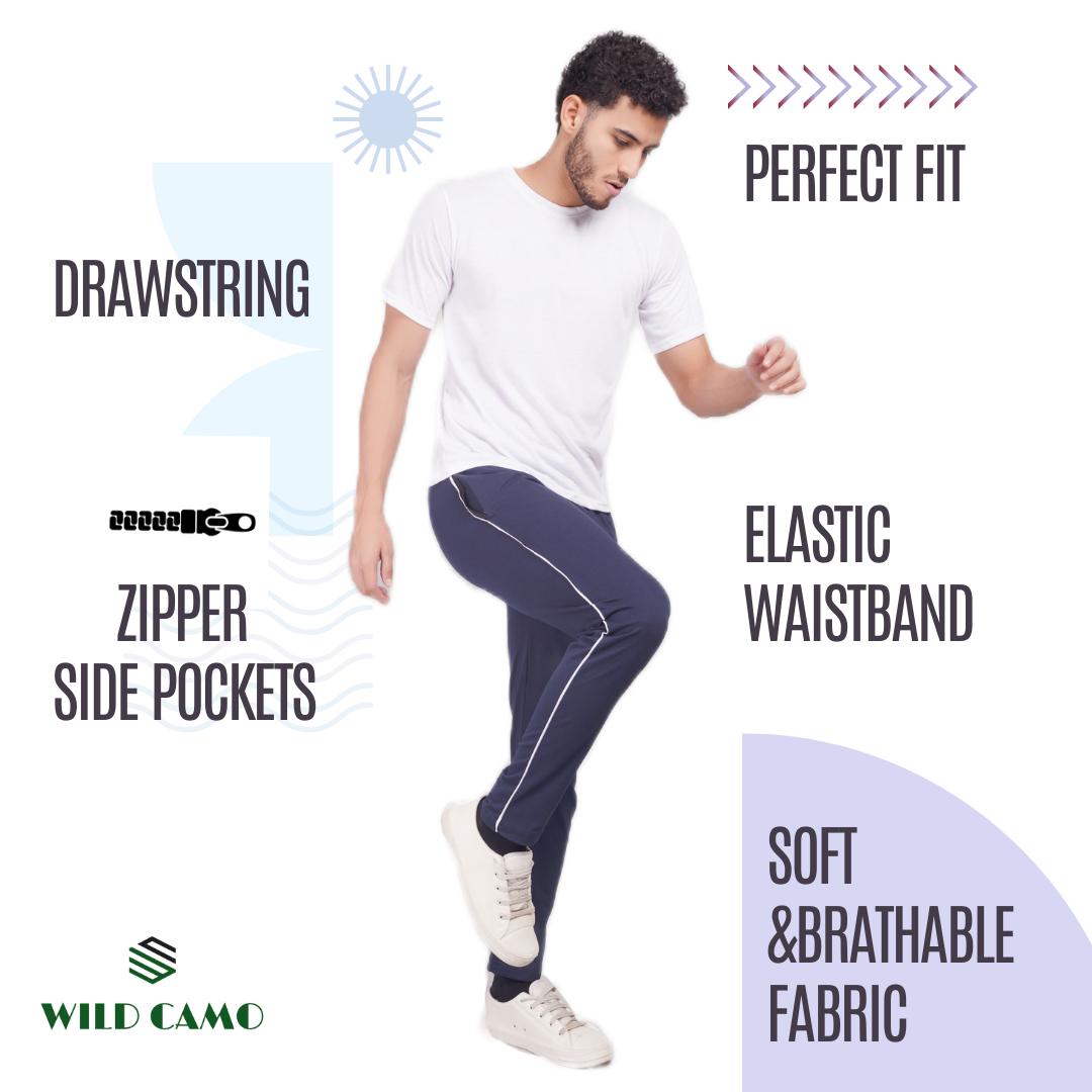 Mens Cotton Navy Track Pant