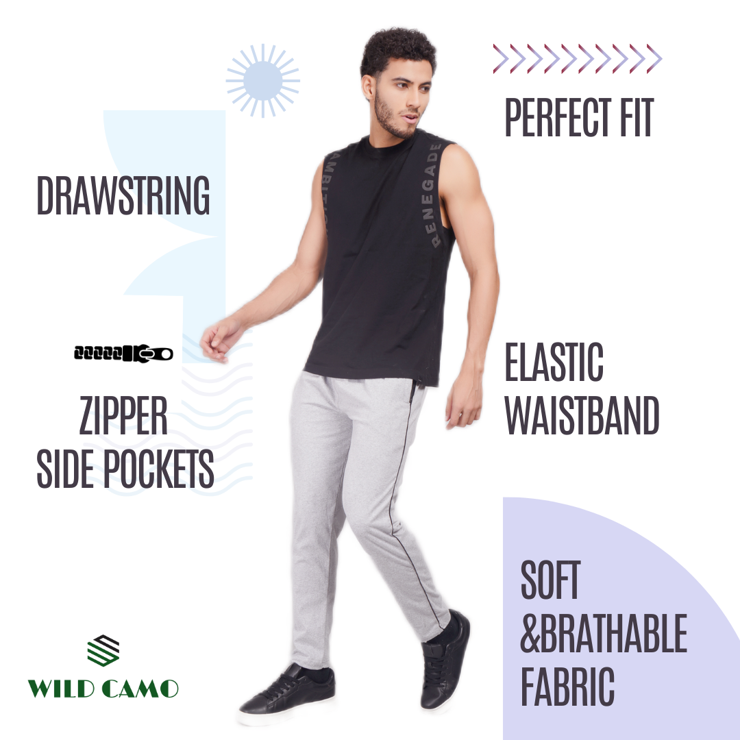 Mens Cotton White Track Pant