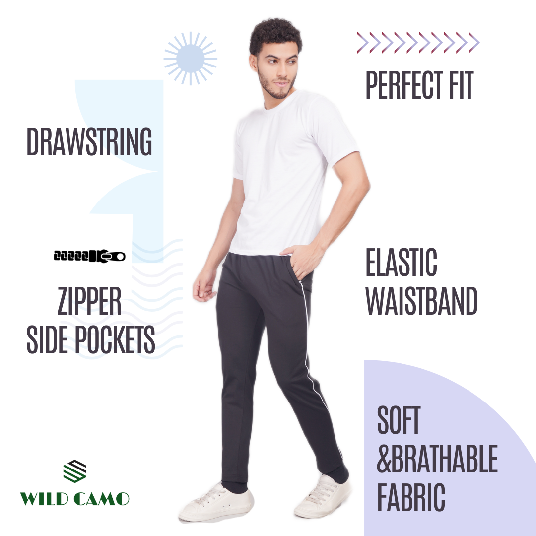 Mens Cotton Black Track Pant